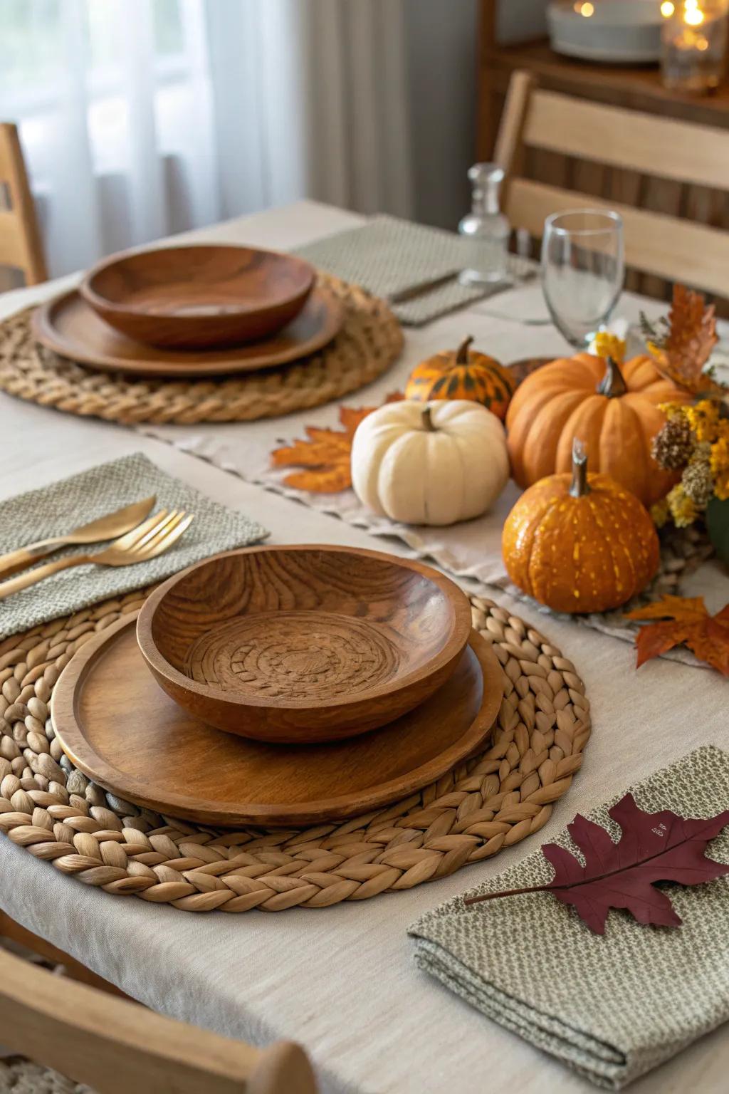 Rustic elements create a warm and inviting fall table.