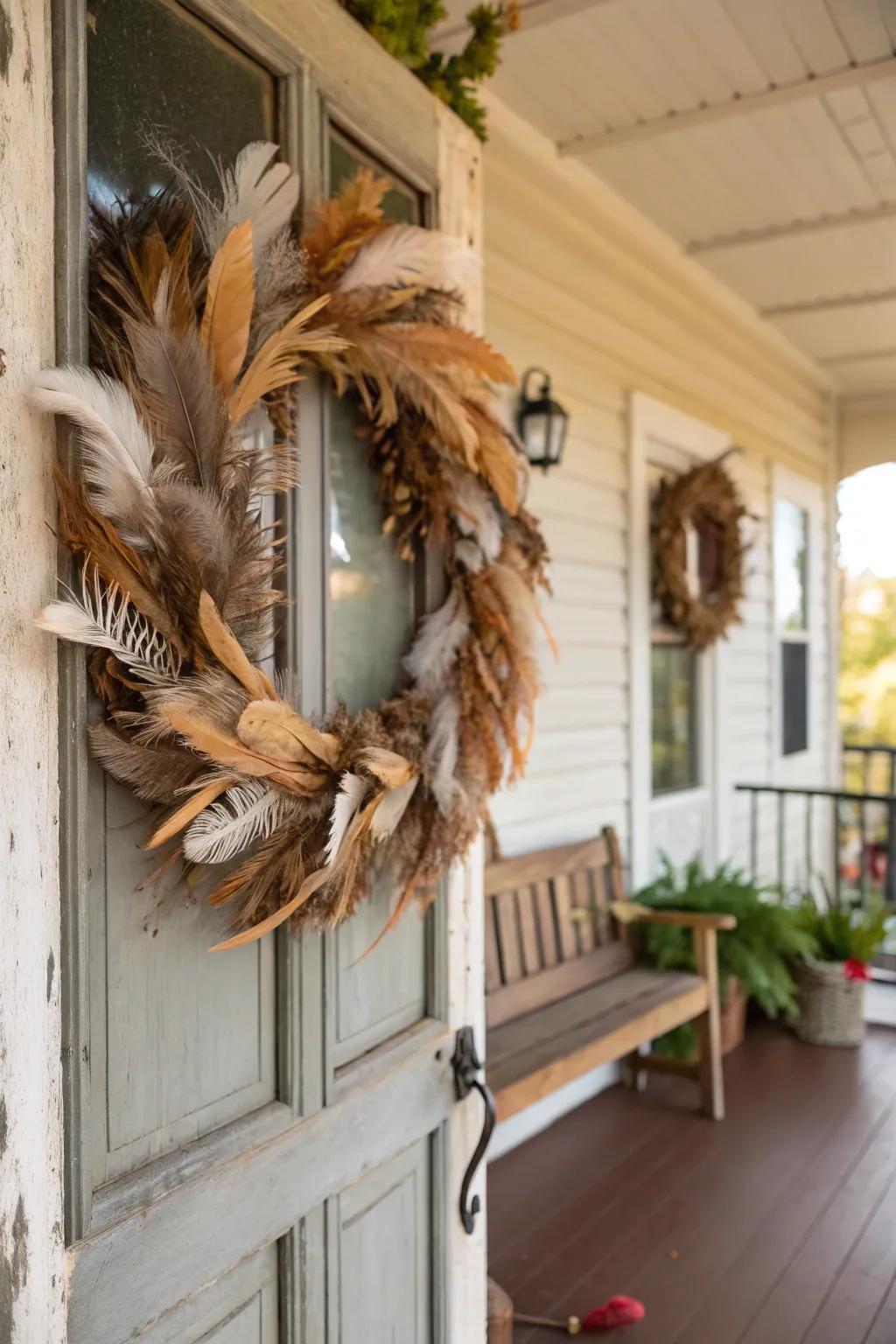 Feathers append a capricious and ethereal element to your autumnal ornamentation.