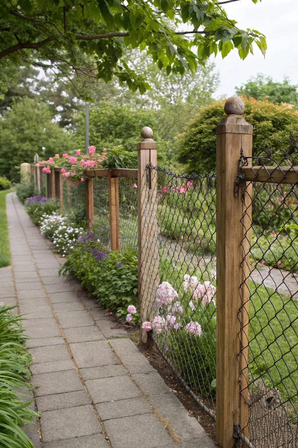 Wood and chain link fences combine robustness with aesthetic appeal.