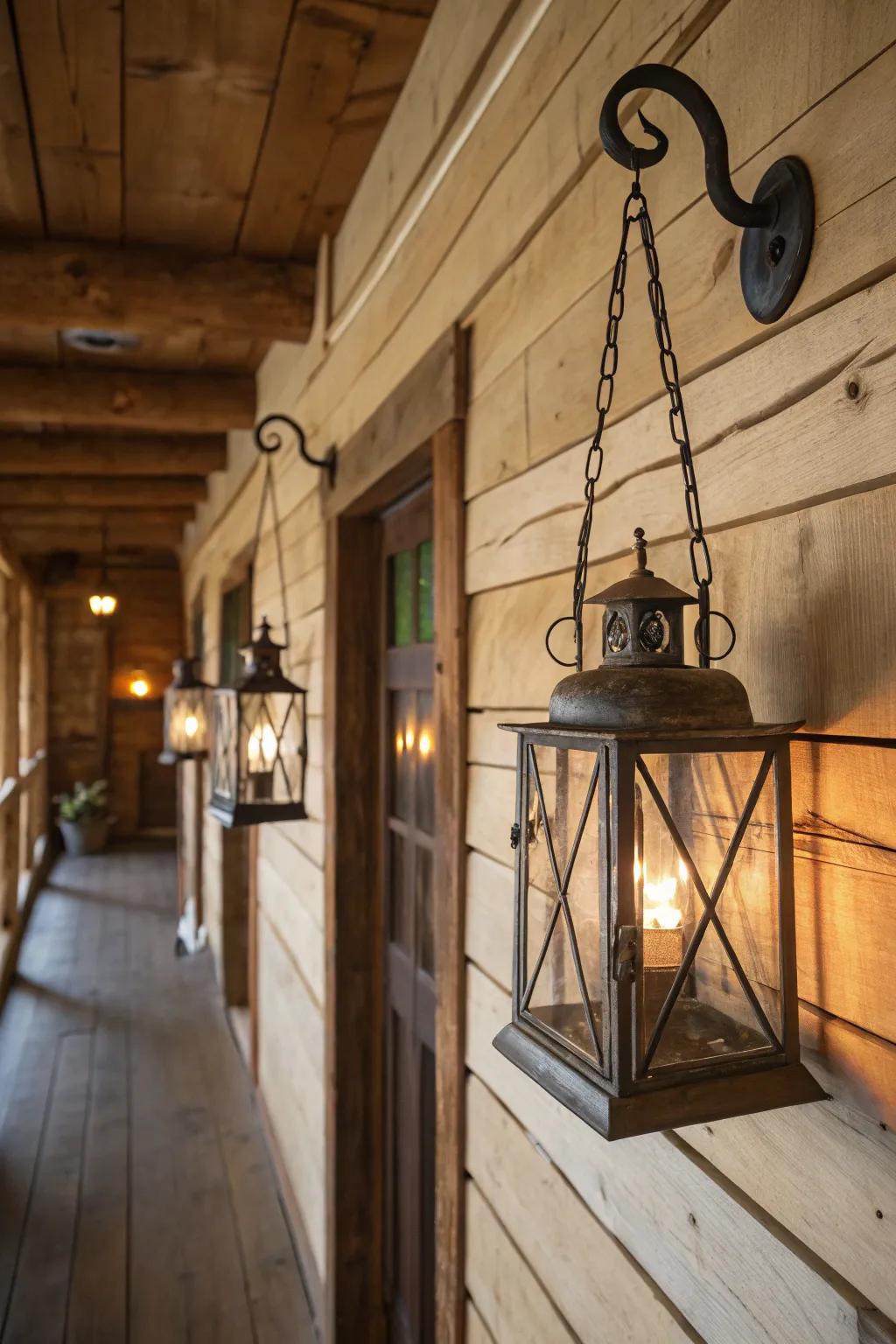 Suspended lanterns establish a stylish hovering consequence.