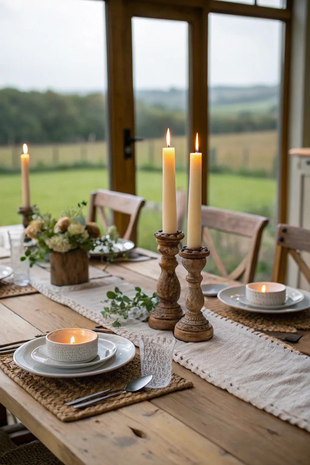 Candles create a warm ambiance.