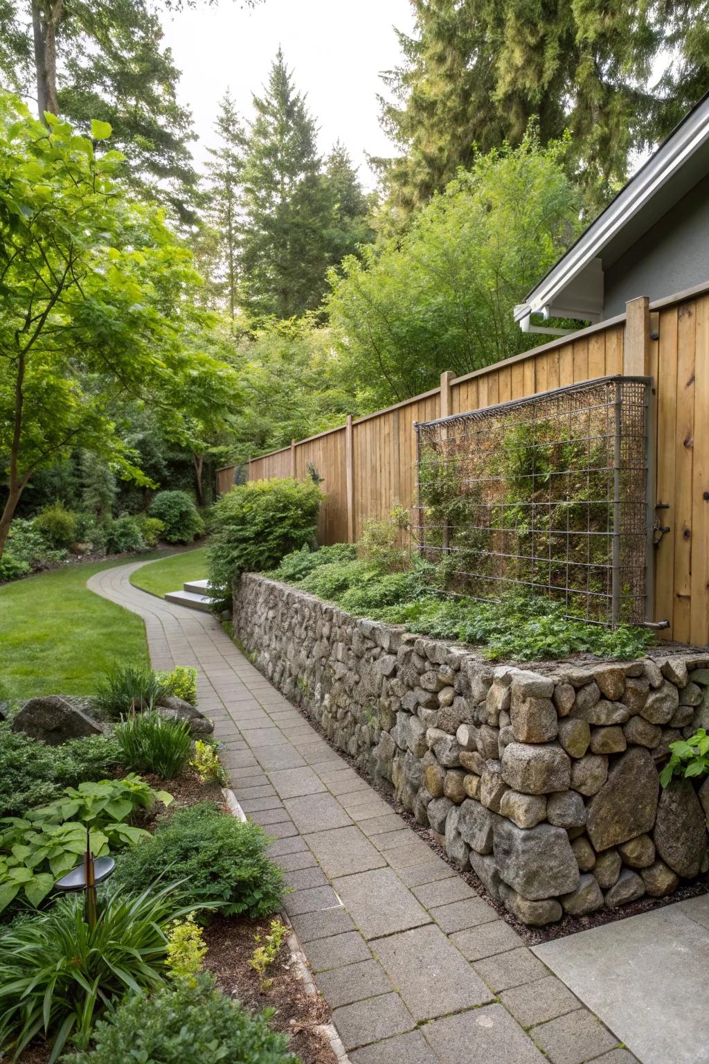 Gabion walls proffer an ecologically sound and long-lasting fencing alternative.