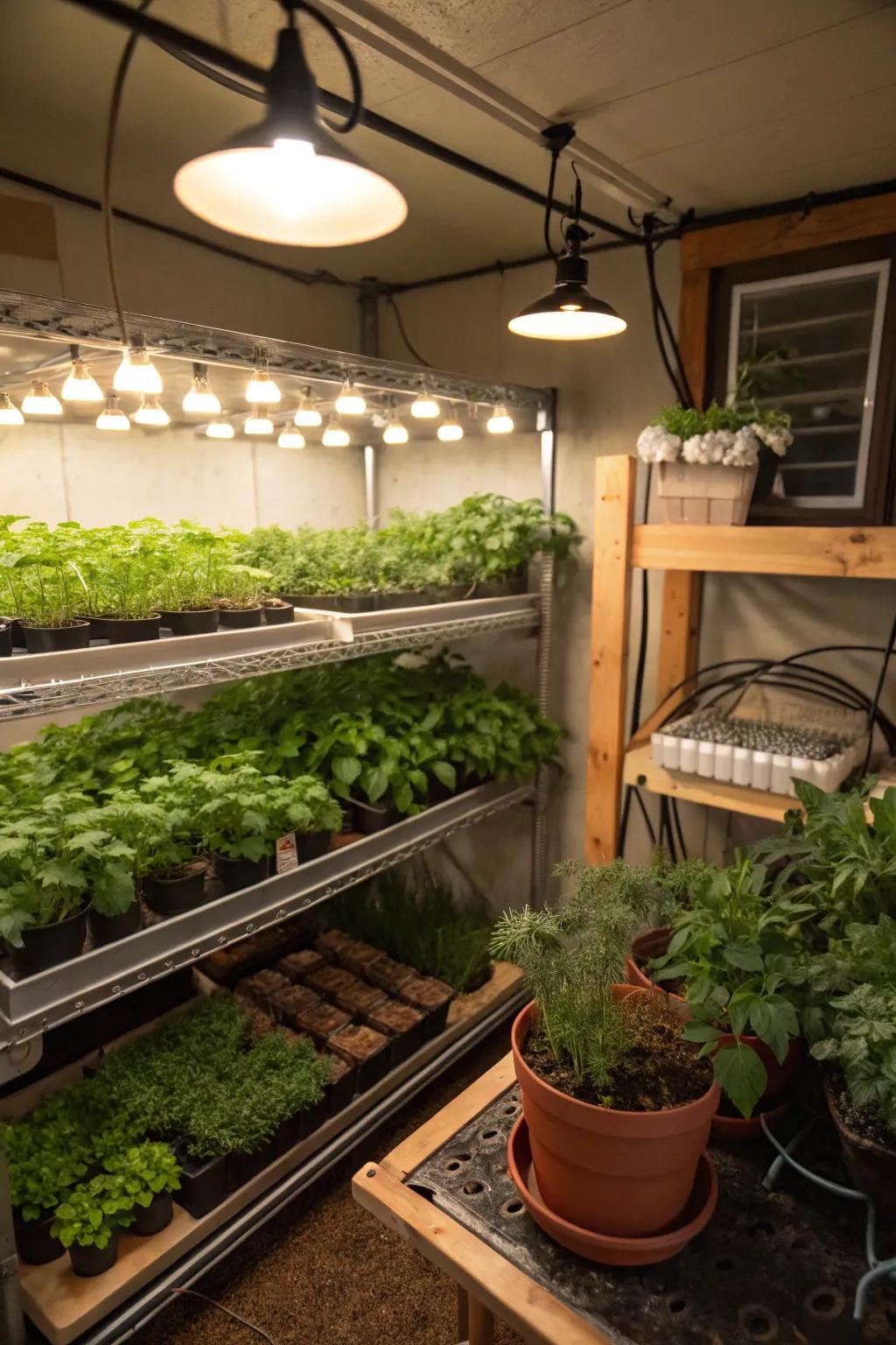 Nurture an indoor herb collection in your crawl space.