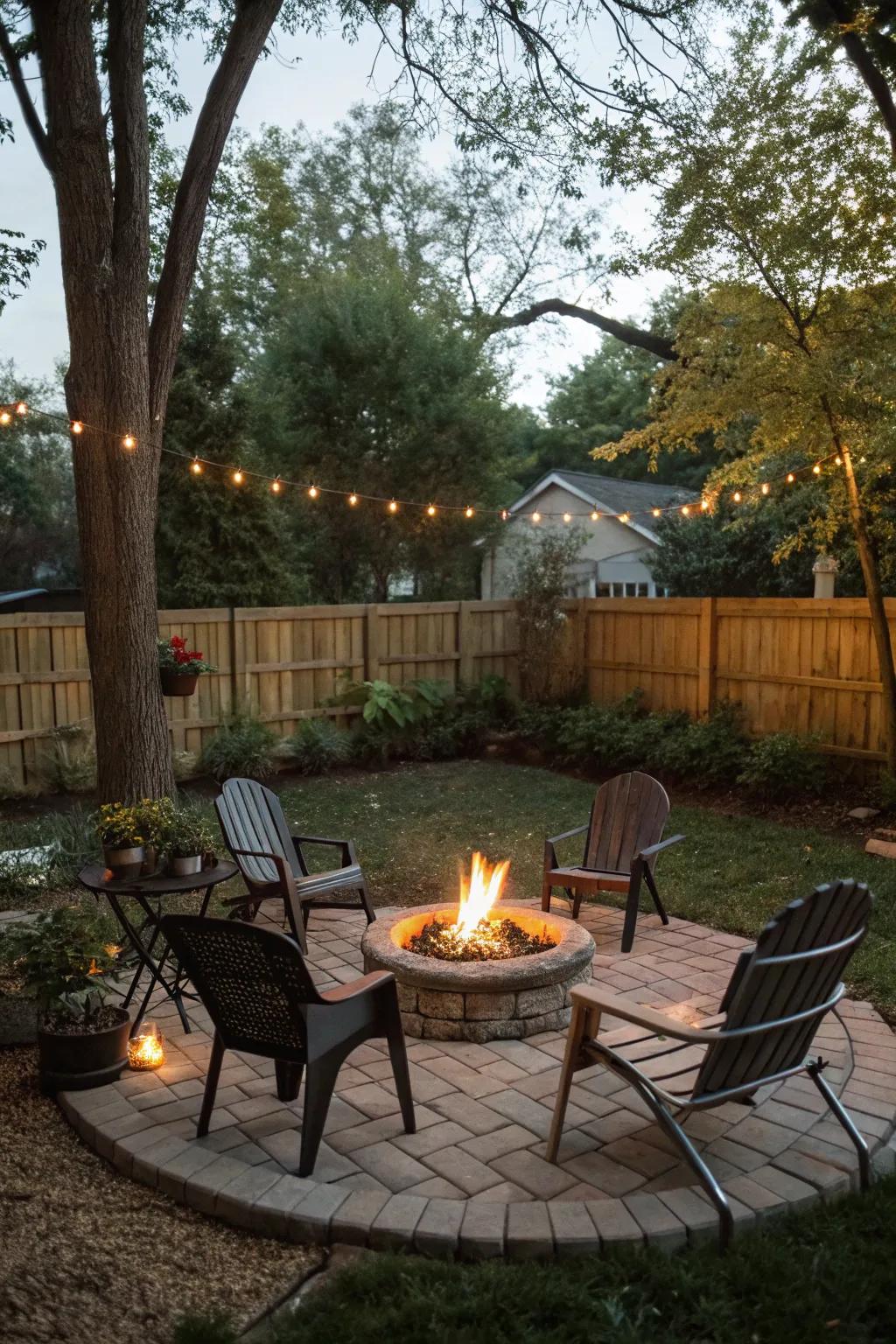 Space-efficient furniture fits perfectly in smaller fire pit areas.