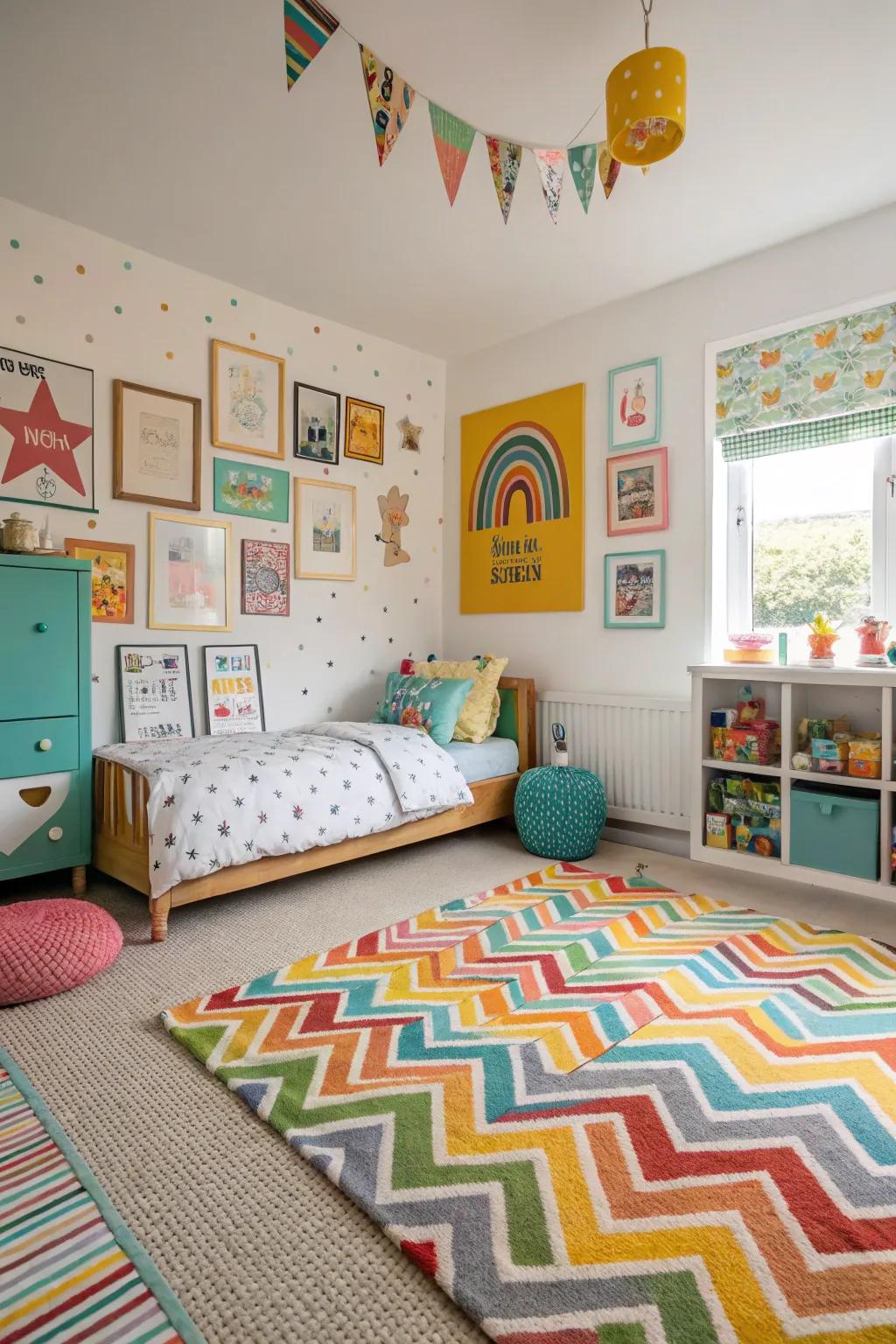 Lively and playful fiber squares for expanding areas.