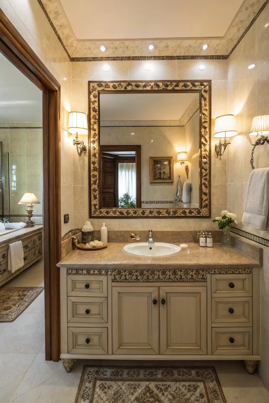 Ornamental reflectors elevate the room's aesthetic and sense of space.