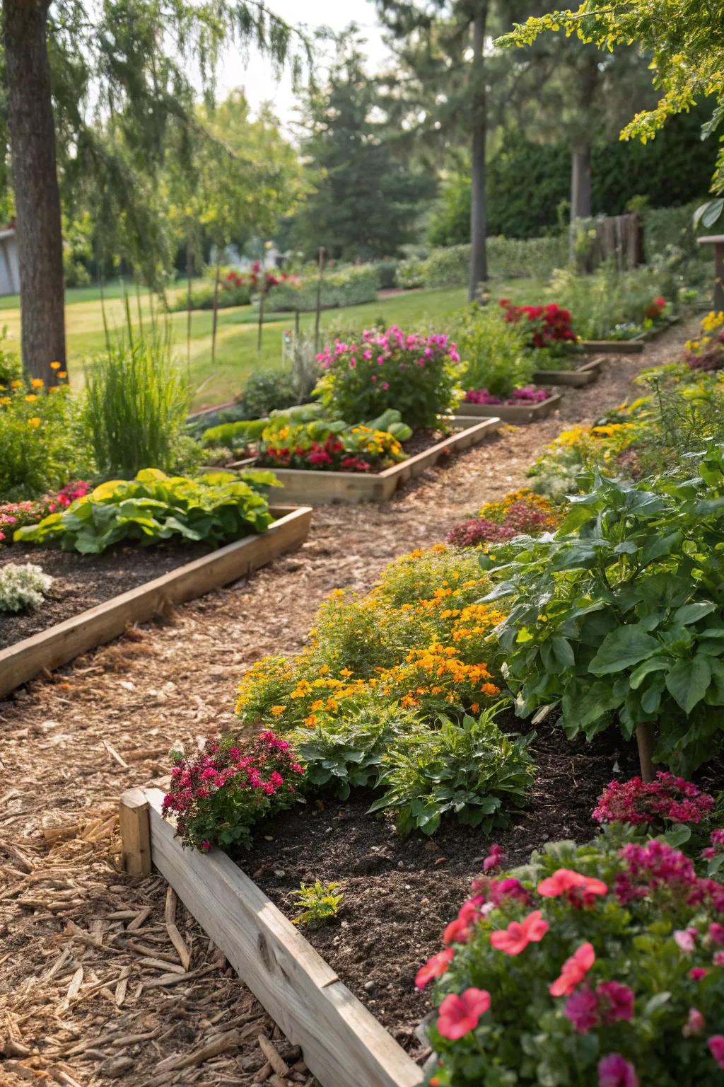 Compost offers both functionality and aesthetic appeal within garden beds.