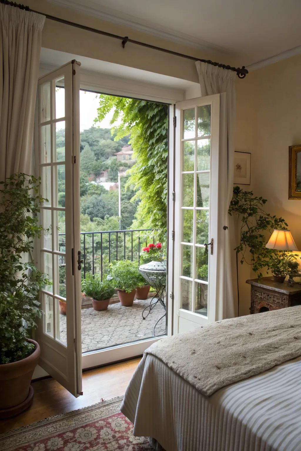 Panel doors welcome sunlight and nature into your room.