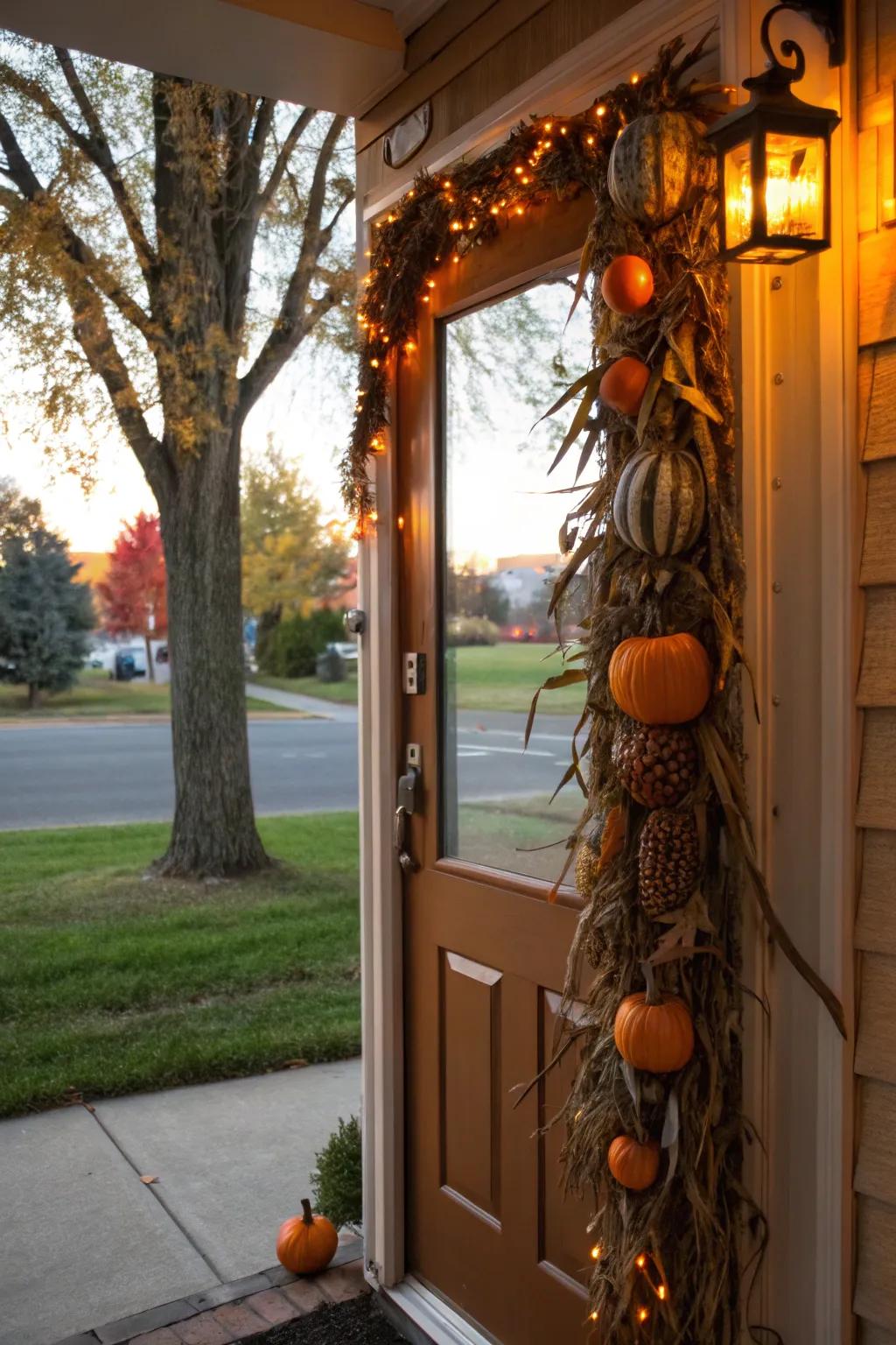 With a gathering-themed garland, capture the spirit of autumn.