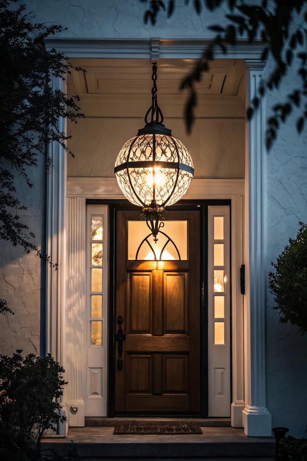 A striking pendant lamp injects drama.