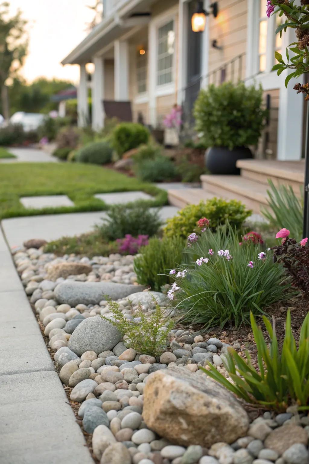 Shoreline stones add texture and elegance.