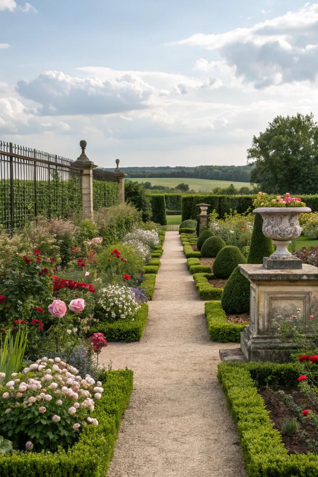 A symmetrical garden layout for aesthetic harmony.