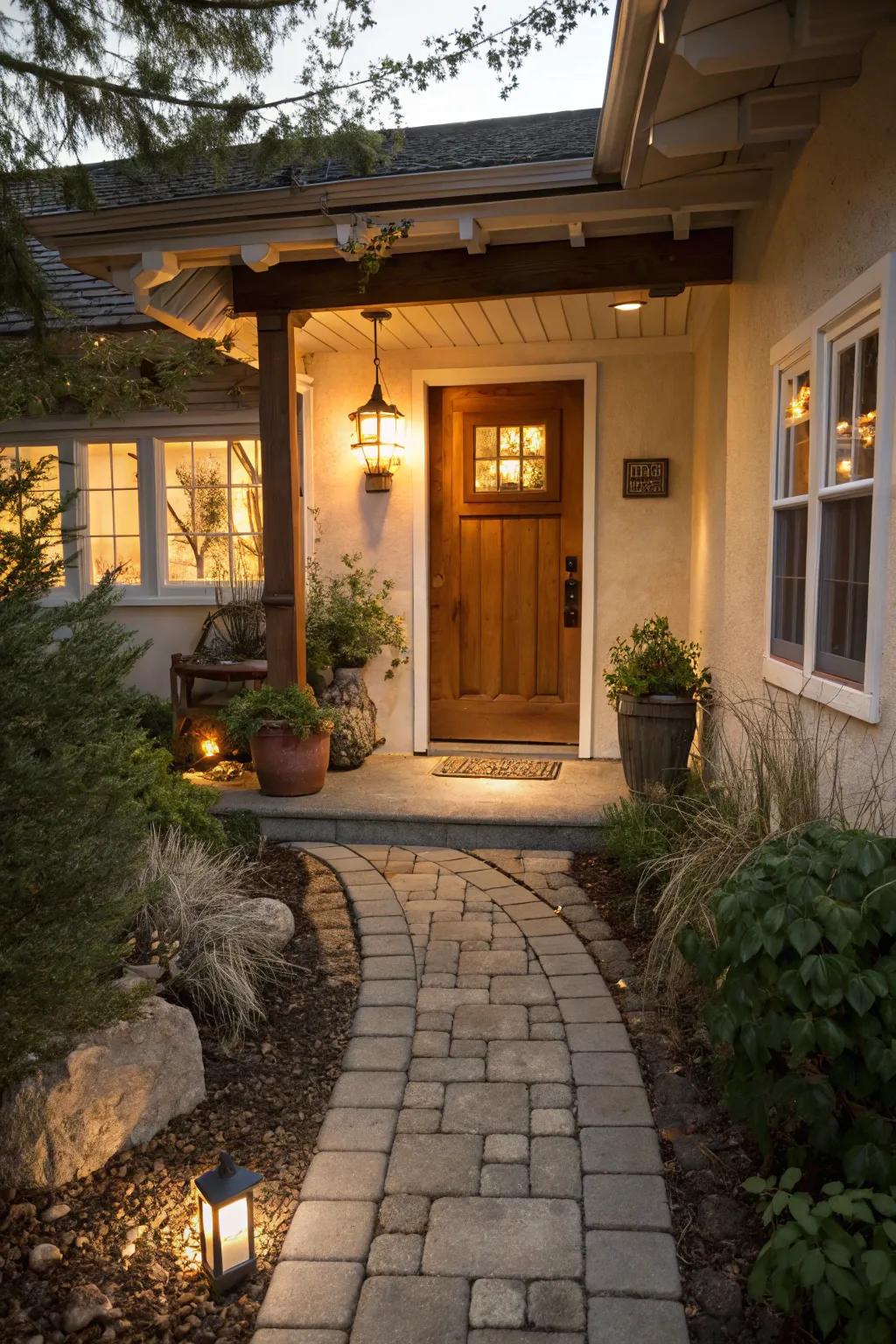 Accent lighting creates a magical evening atmosphere.