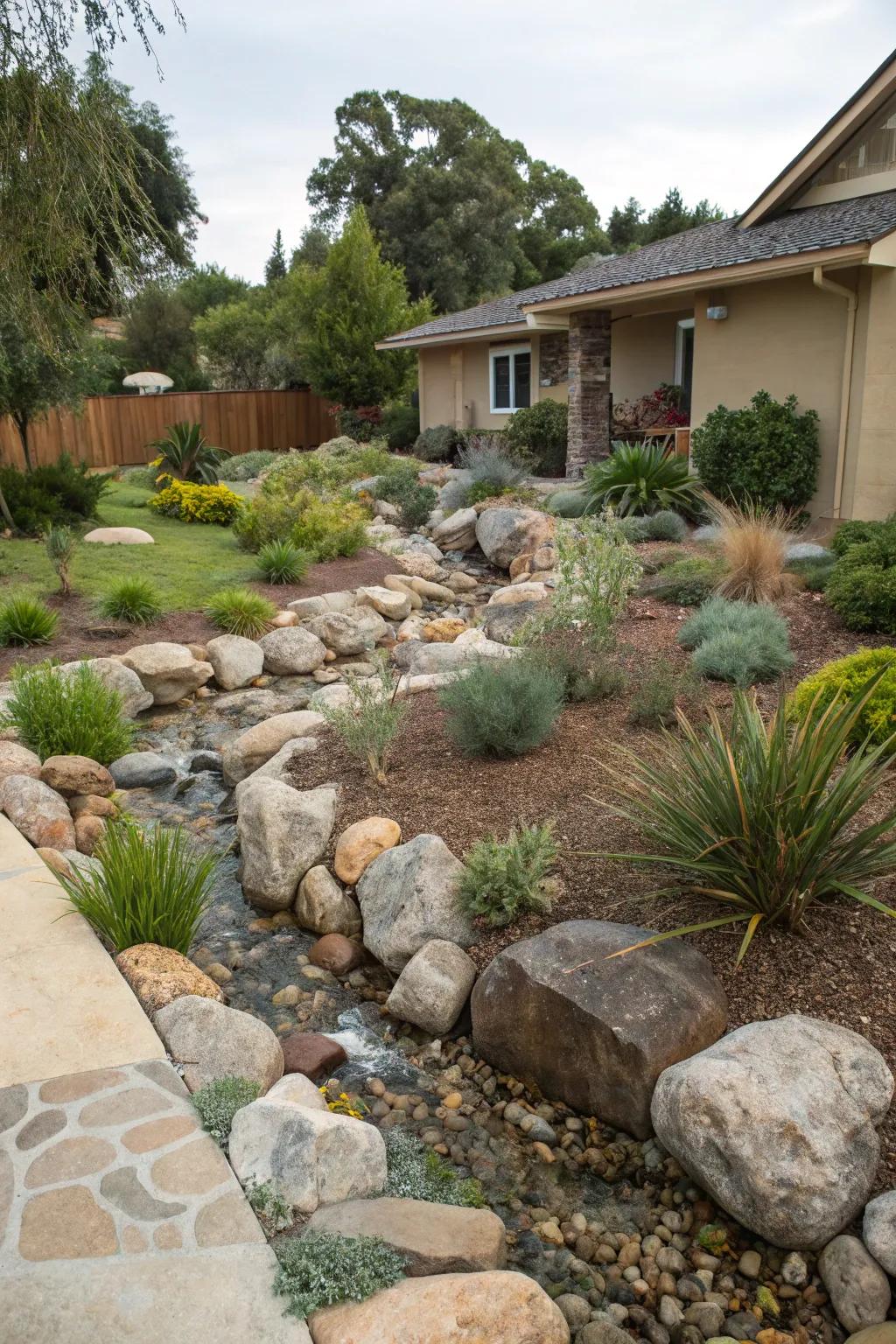 Hydration elements inject serenity and elegance into xeriscape gardens.