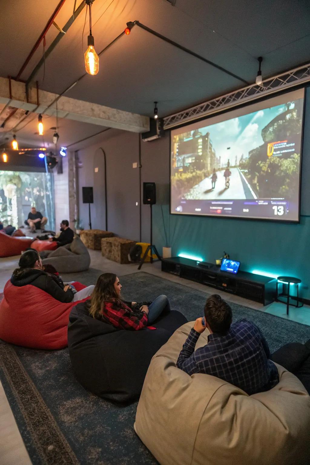 A projector setup presenting a cinema-like gaming experience.