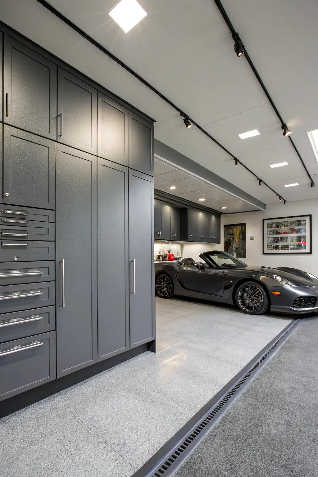 Graphite gray organizers incorporate a touch of luxury.