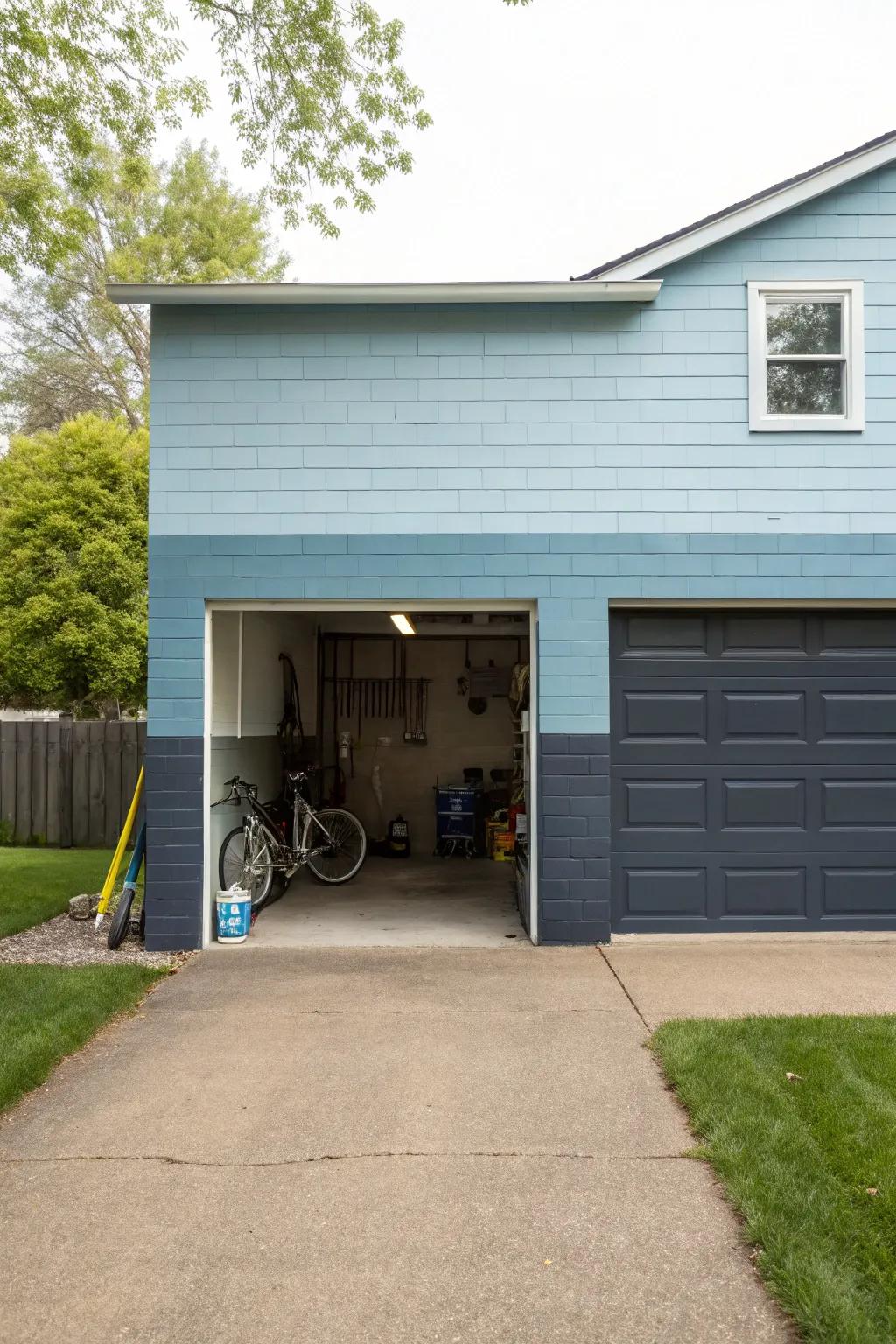 Dual-tone walls enhance a garage, giving it added depth and personality.