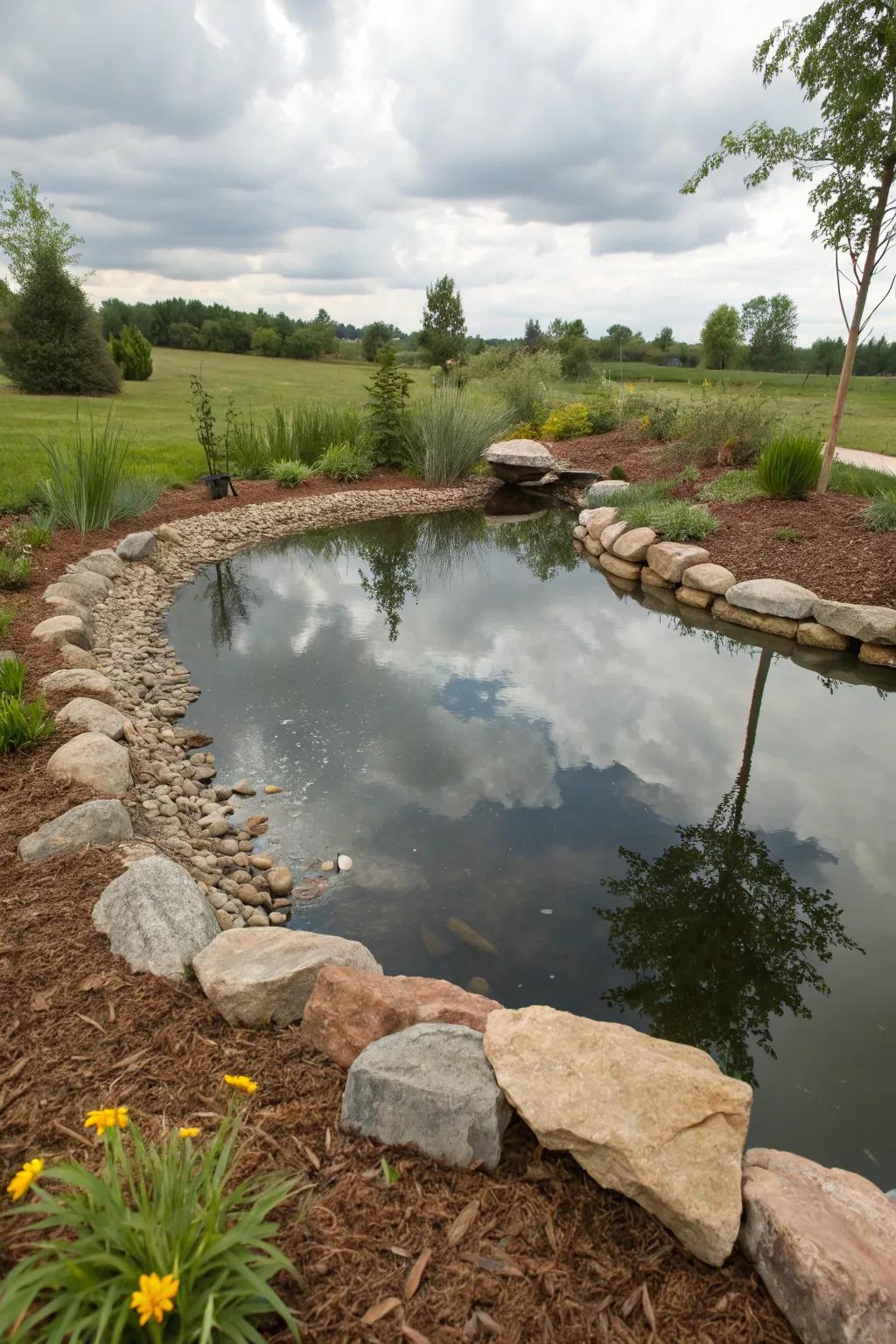 Elegant pond edging improves the beauty of water features.