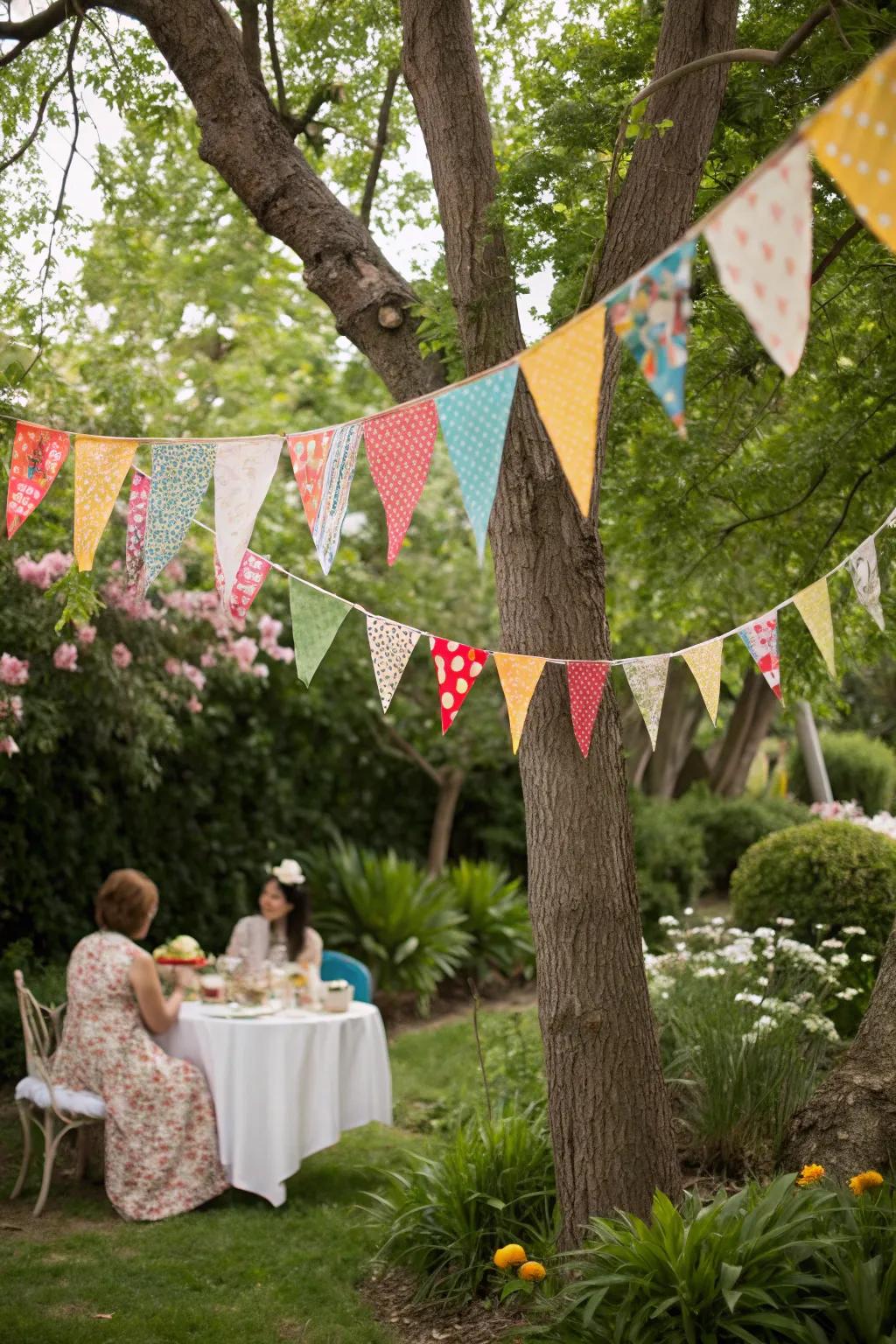 Pennants infuse a playful, festive vibe to outdoor gatherings.