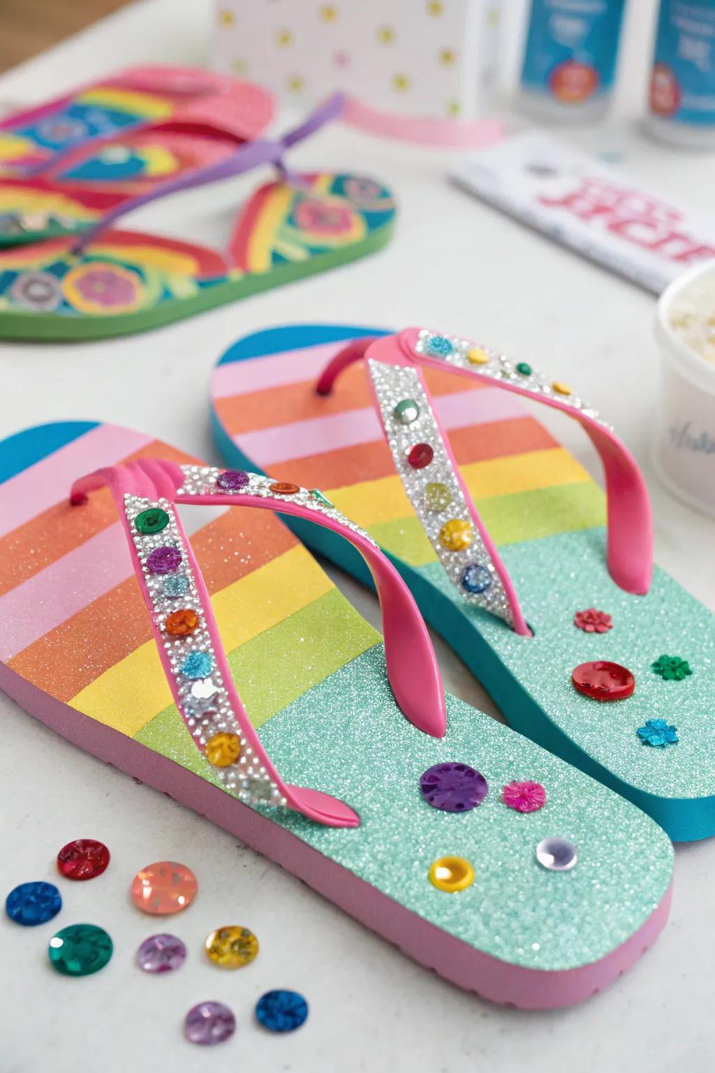 Personalized flip-flops are both fashionable and enjoyable to create.
