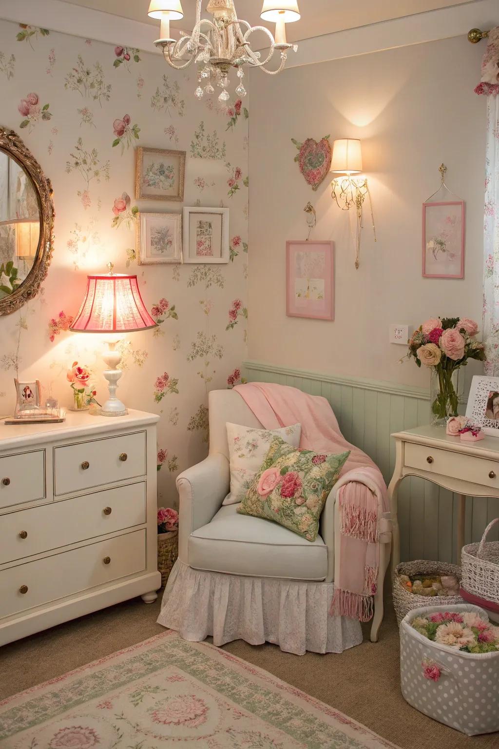 Subdued illumination incorporates warmth and romance to the space.