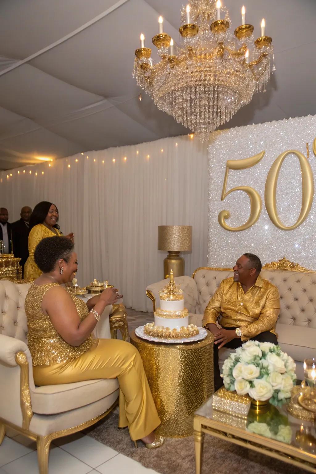 Gold-themed clothing adds a unified and celebratory touch to the gathering.