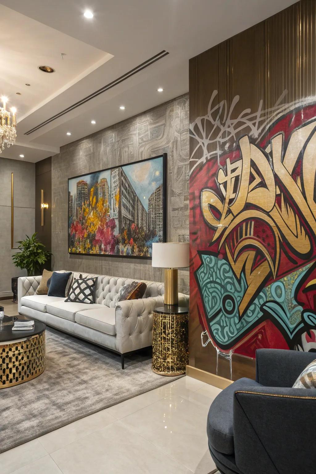 Gleaming highlights in urban art bringing a sense of luxury to a living area