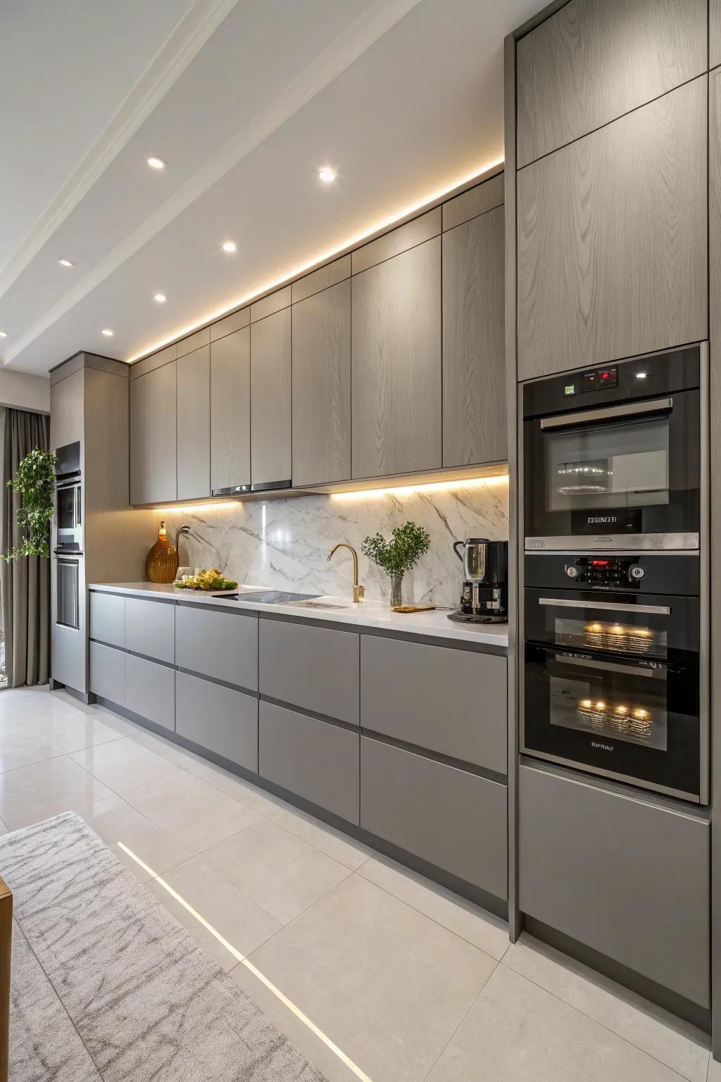 Integrated systems ensure a consistent kitchen design.