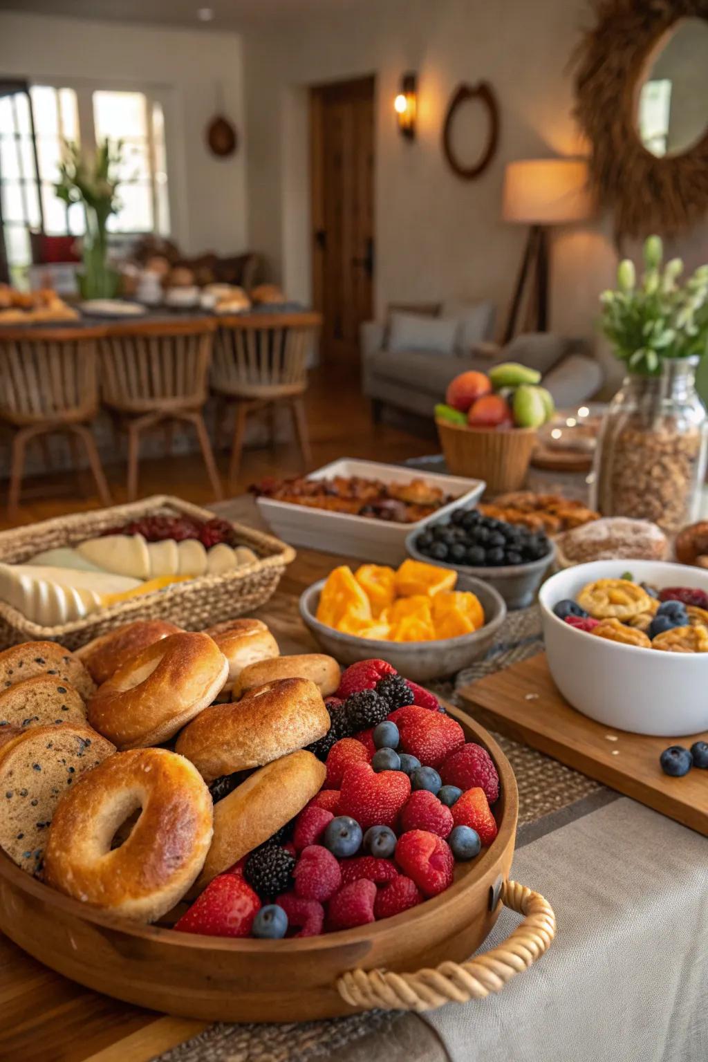 A cozy breakfast spread ideal for morning get-togethers.
