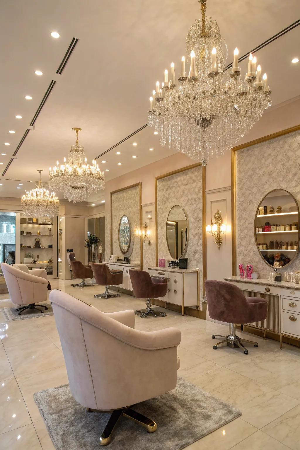 Luxurious touches impart an aura of sophistication to your salon.