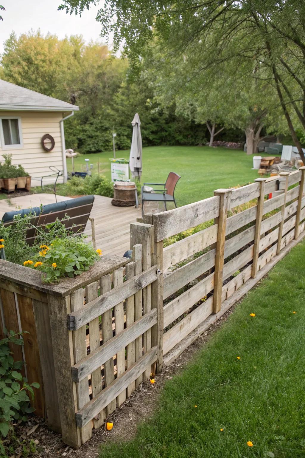 A pallet fence offers an eco-conscious and attractive option.