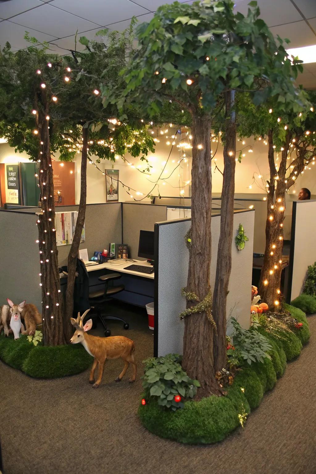 Venture into an enchanted woodland filled with whimsical and natural elements.
