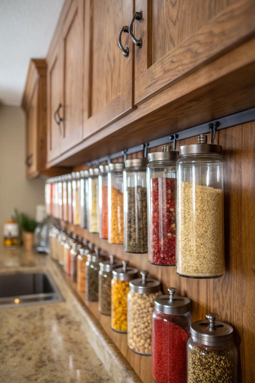Elevated containers deliver an endearing storage solution for culinary essentials.