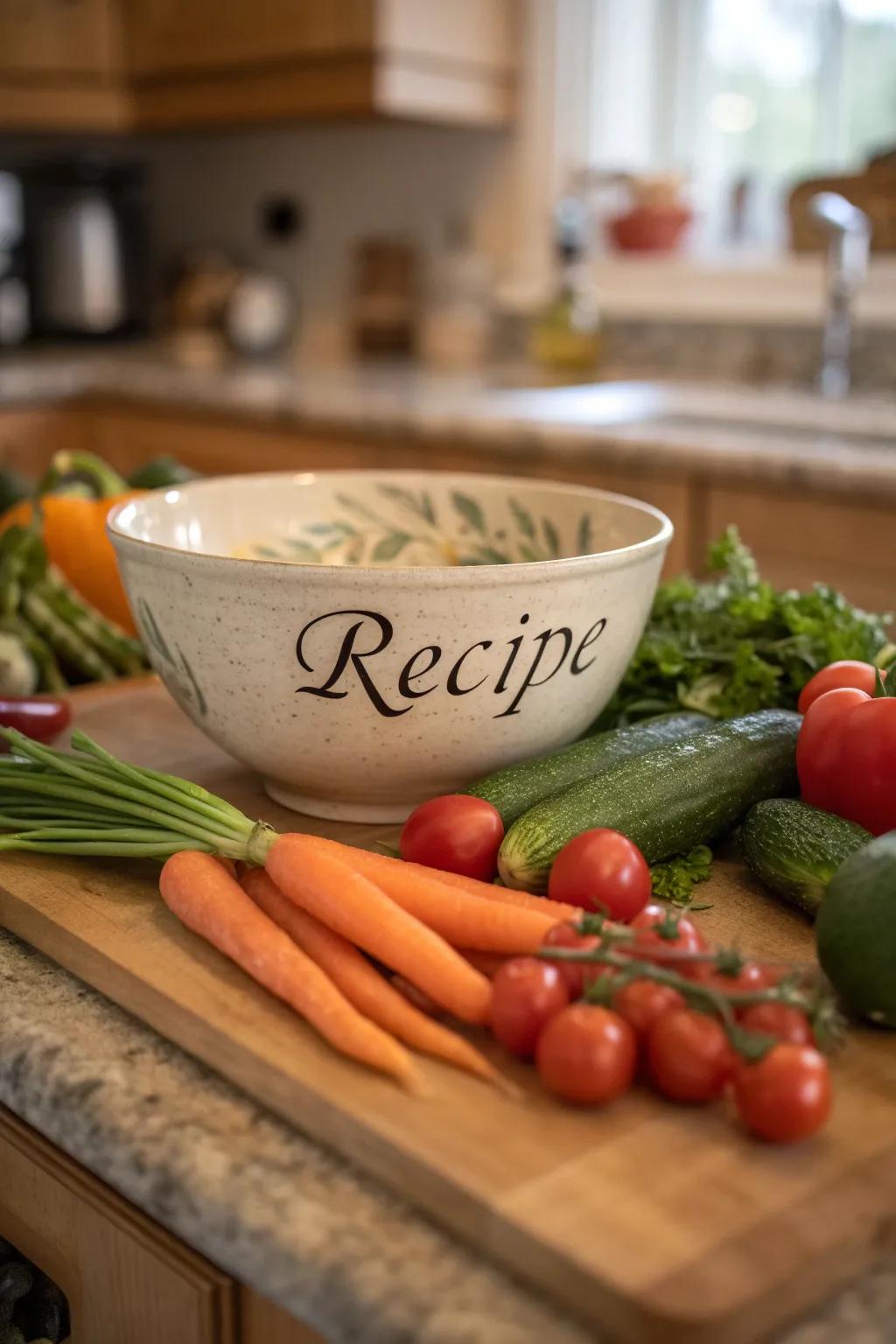 Ceramic bowls showcasing family recipes make cooking a cherished tradition.