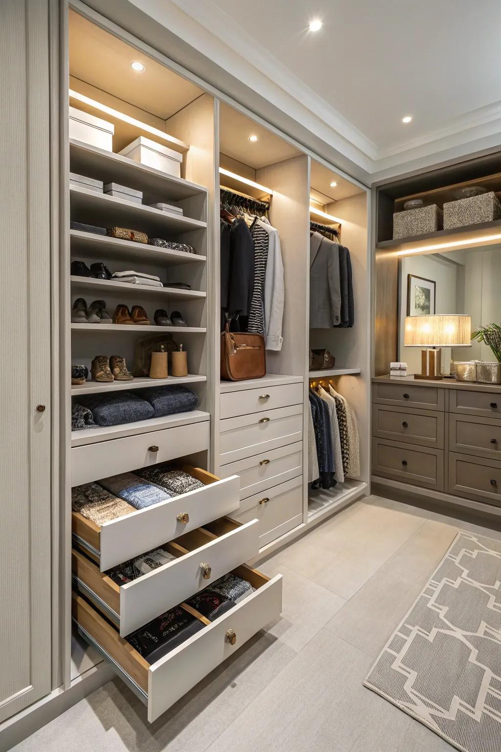 Secret compartments provide both security and elements of surprise in your closet.