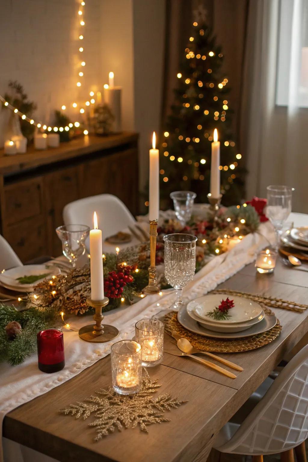 Dazzling lights inject a magical component onto your celebratory table.