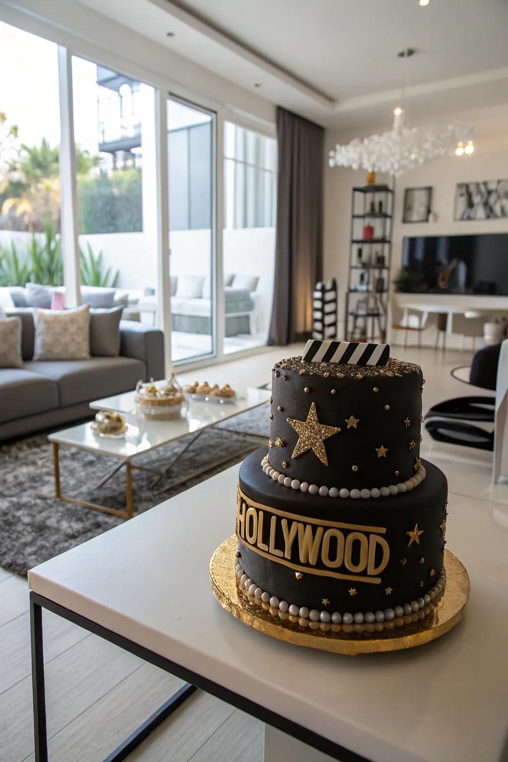 Classic black and gold shades give this cake an air of sophistication.