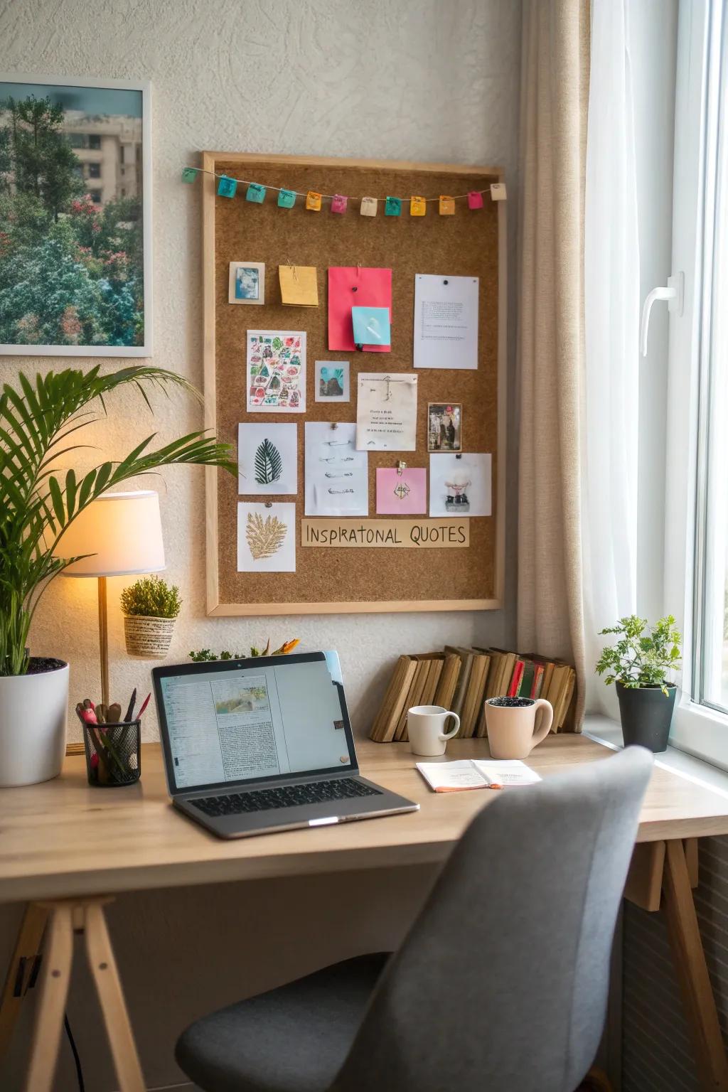 Cork boards deliver a functional and inspirational workspace component.