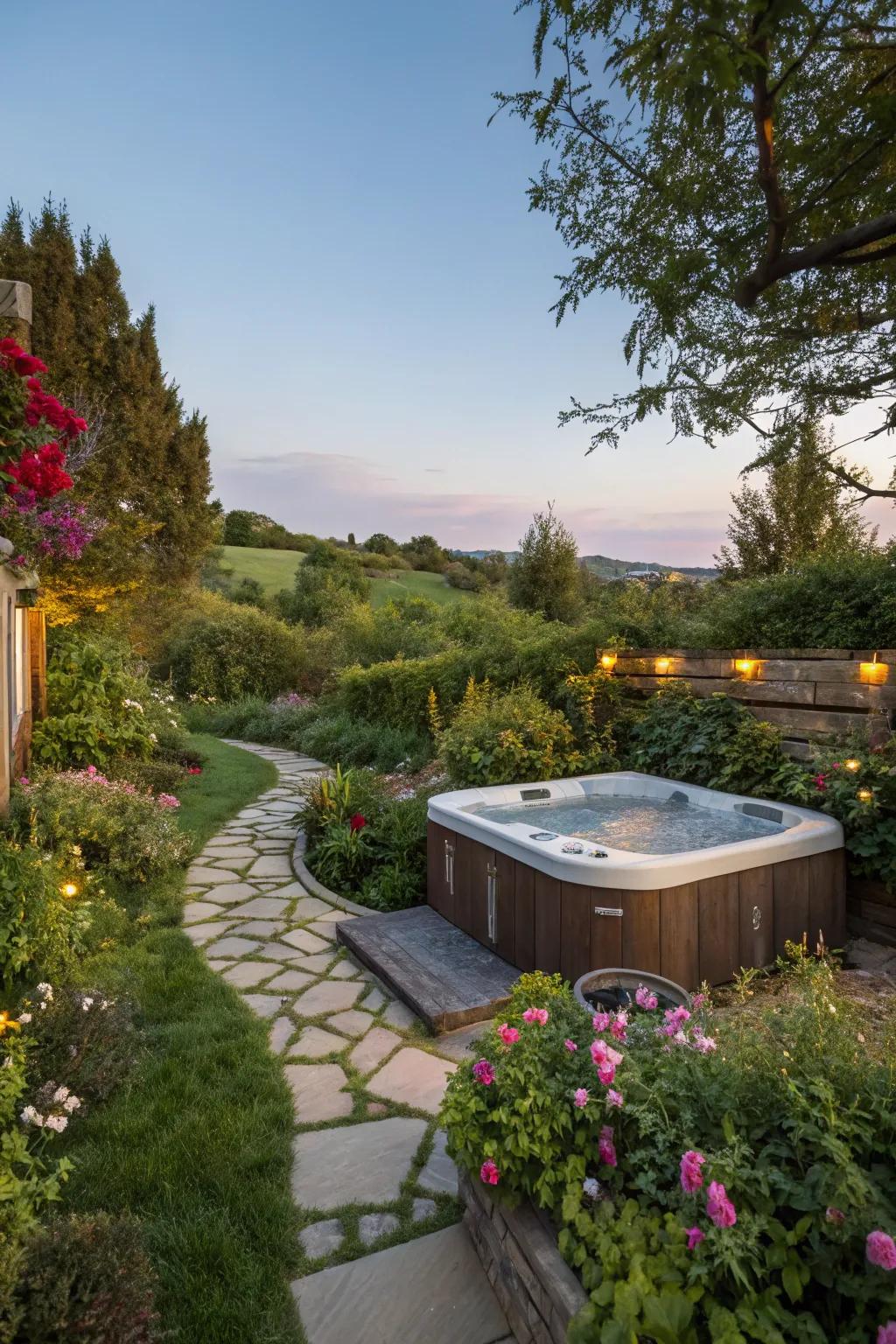 Place your hot tub in the natural beauty of your garden.