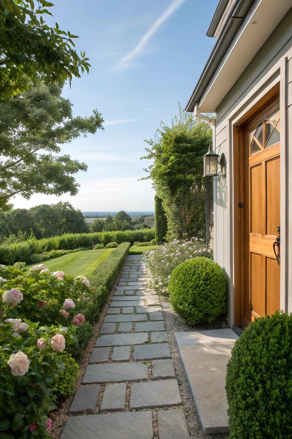 A delightful walkway inviting and guiding guests to your door.