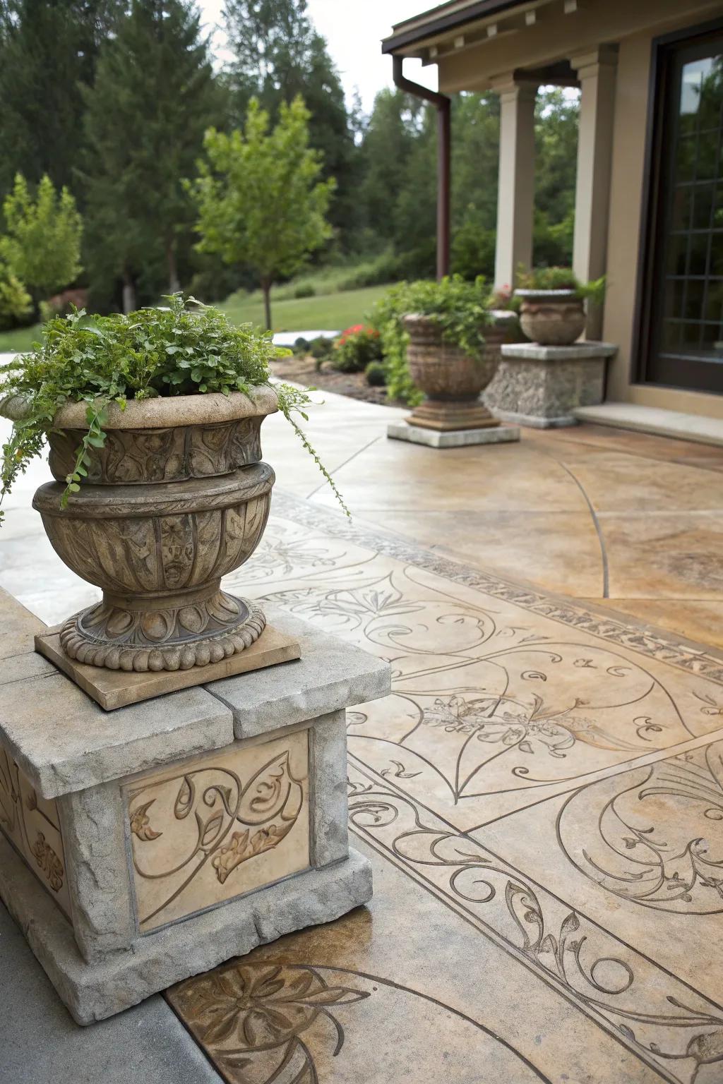 Stained patterns give your patio a unique, artistic flair.