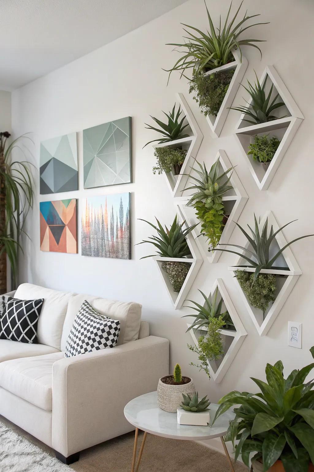 Geometric wall mounts showcasing <strong>air plants</strong> to create contemporary décor.” loading=”lazy” class=”pimg”>
	</picture><figcaption>Geometric wall mounts showcasing <strong>air plants</strong> to create contemporary décor.</figcaption></figure>
<p>Form a modern art piece by utilizing geometric wall planters for your <strong>air plants</strong>. This method is both fashionable and useful, injecting dimension into your wall décor.</p>
<h3>A few things you might like:</h3>
<ul class=