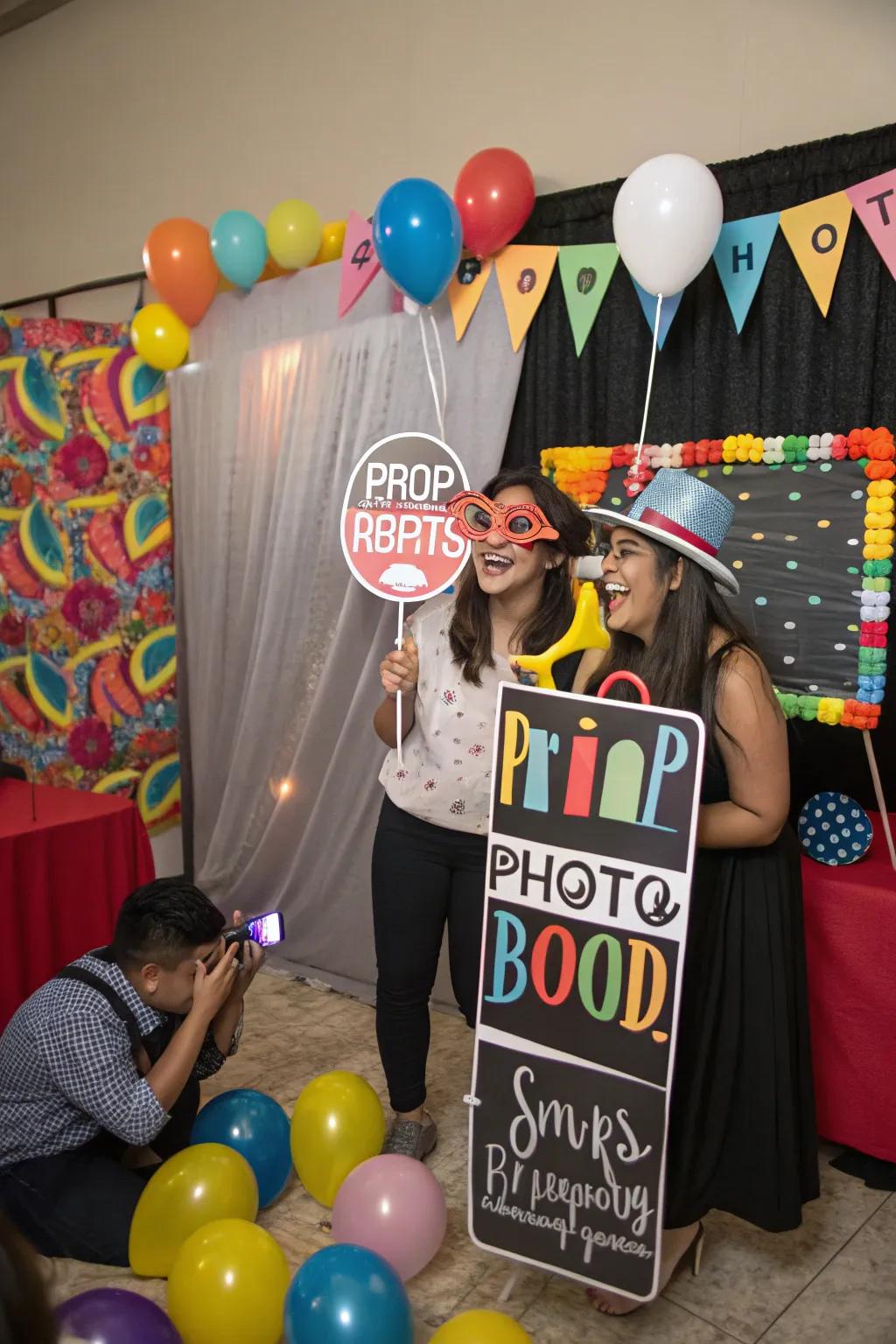 A fun indoor party showcasing a personal photo spot and themed visual.