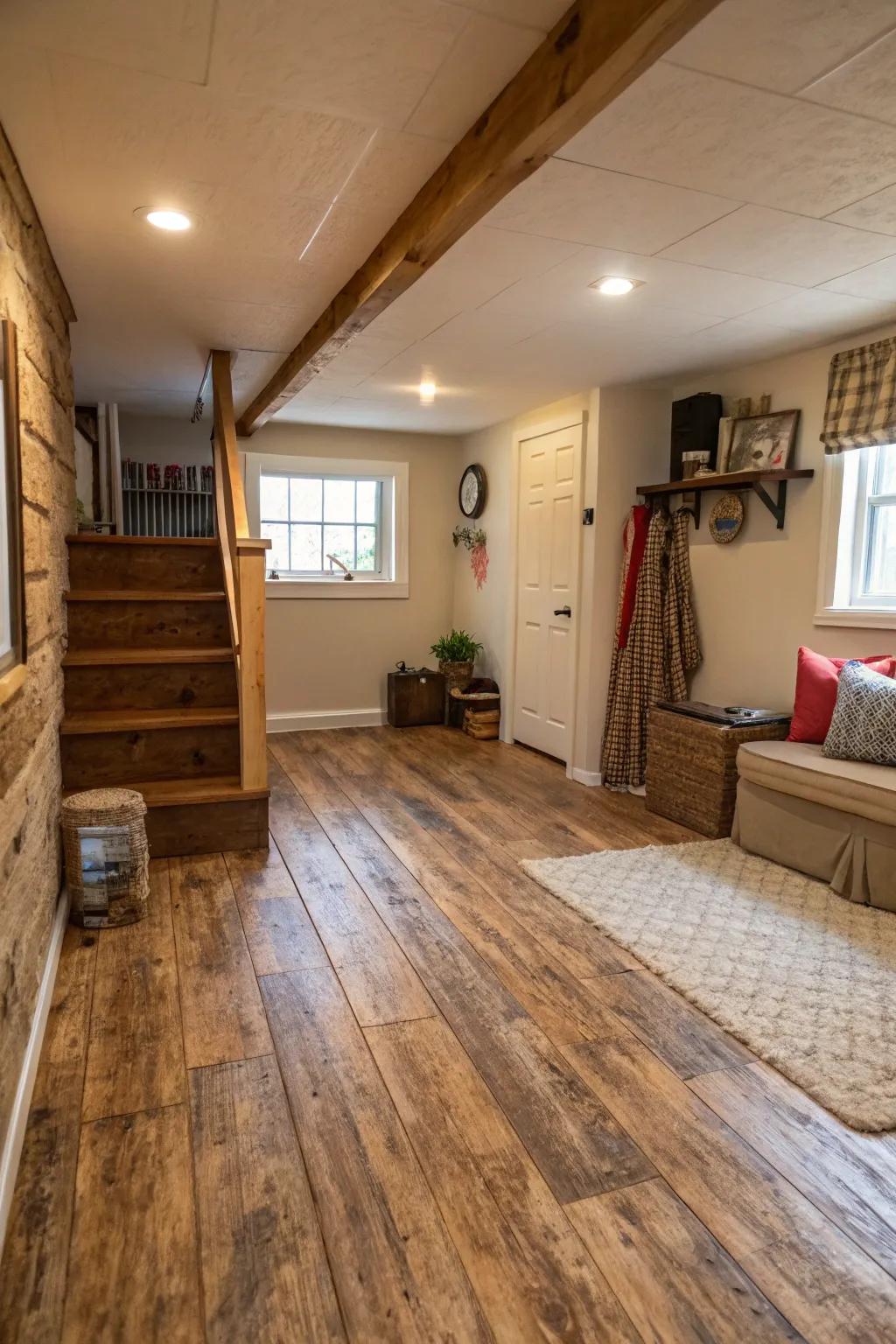 Plywood planks present a rustic and economical choice.
