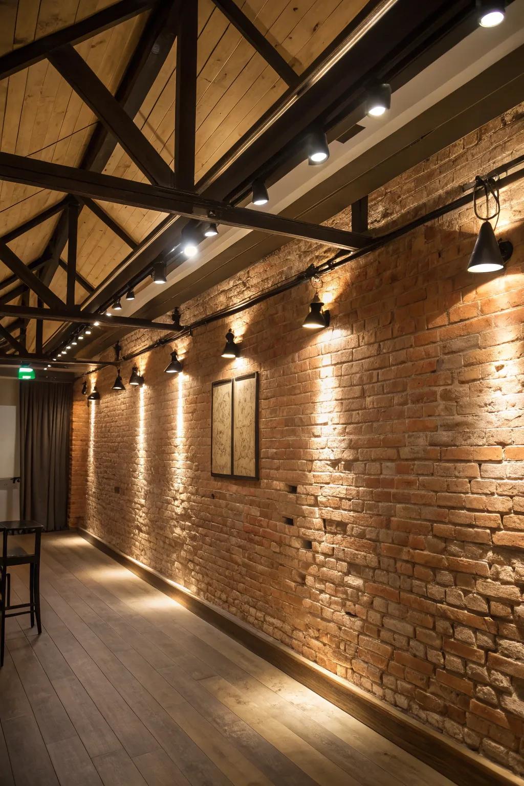 Illumination utilized to accentuate design elements in a room.