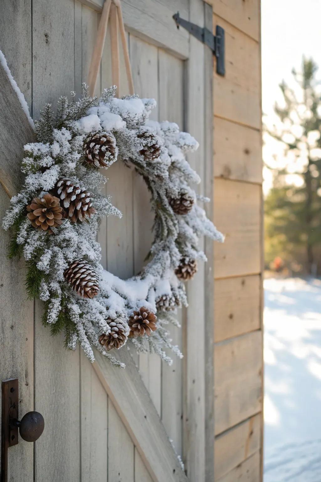 Your door will have the appeal of a snow-blanketed wood thanks to grapevine garlands.