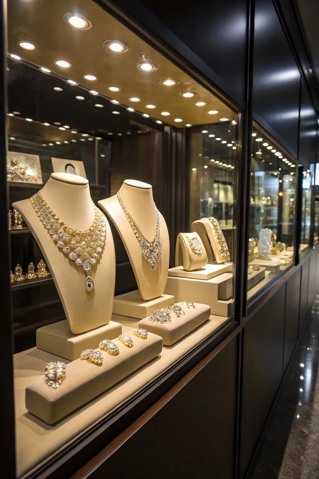 Illuminate your jewelry using lighting that emphasizes and allures.