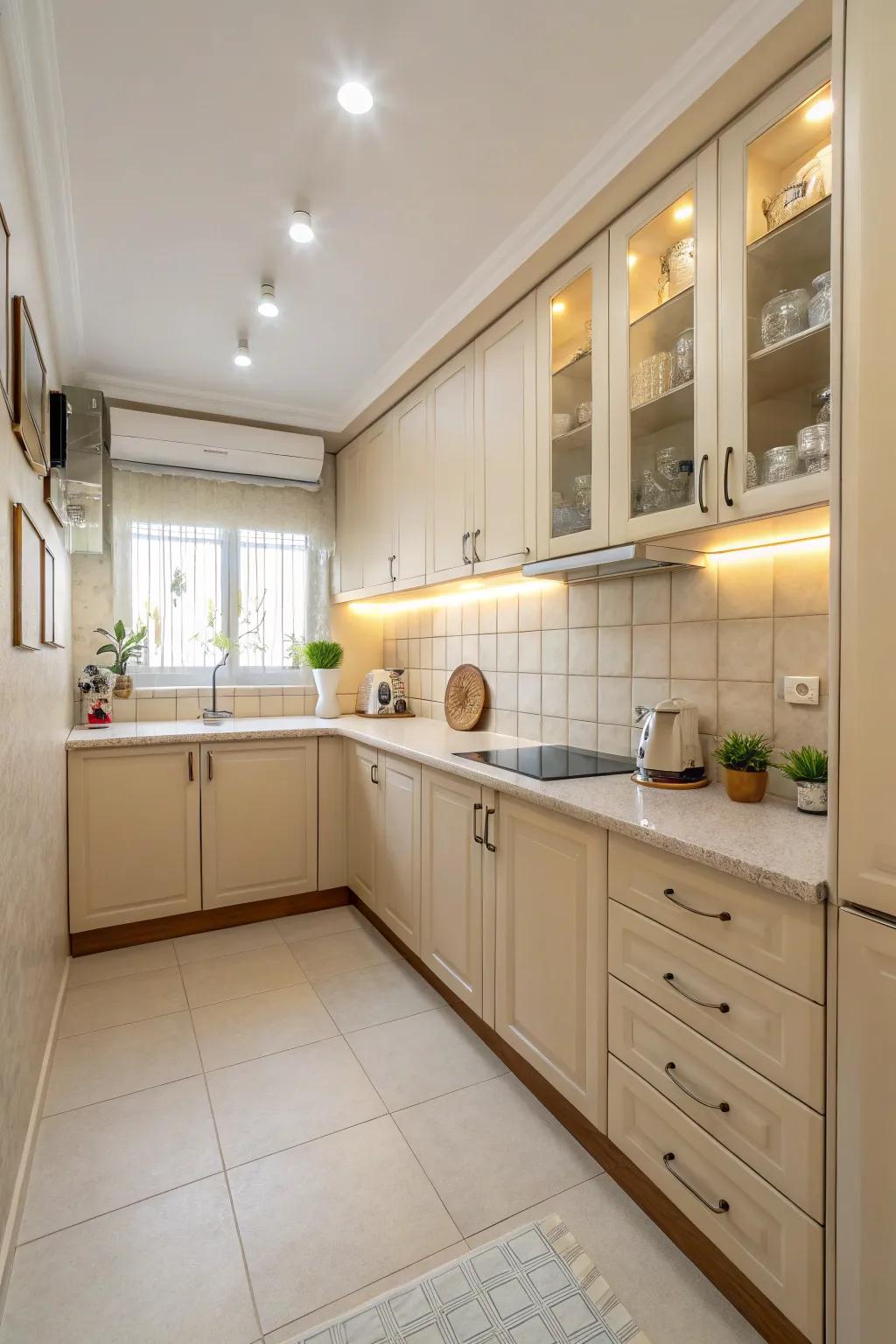 The openness of small spaces is enhanced by light color schemes.