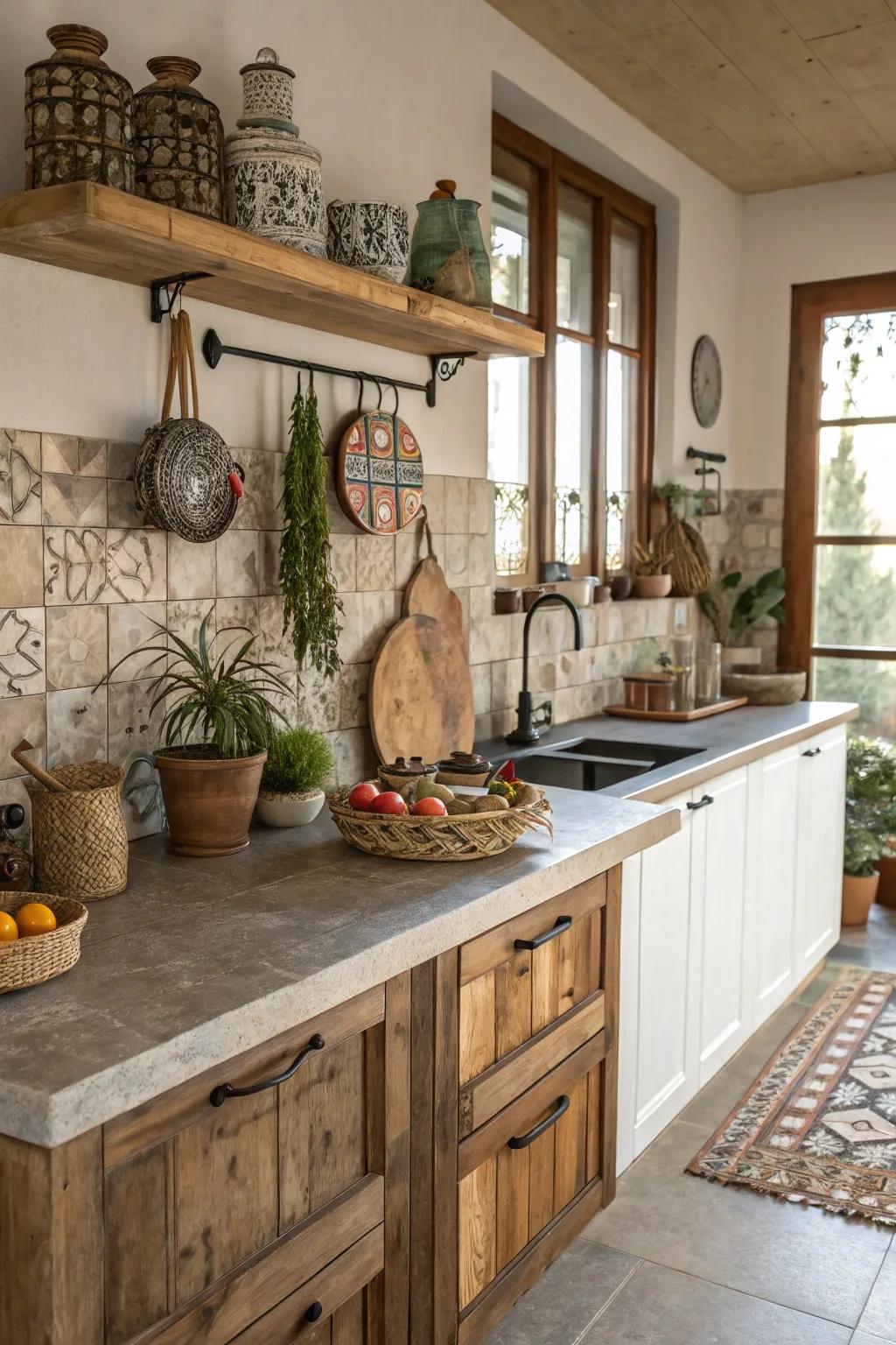 Mixing materials introduces a personalized element to your kitchen.