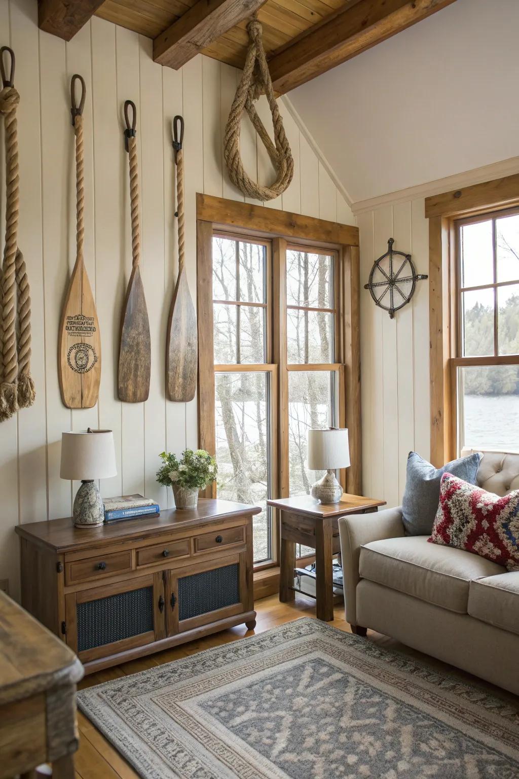 Maritime accents append a frolicsome acknowledgment to shoreside habitation.